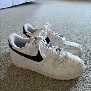 Women’s Nike Air Force 1 White with Black Swoosh, Size 9